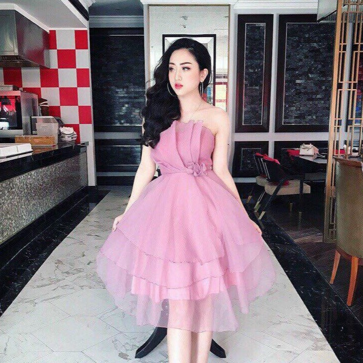 Đầm dự tiệc nữ trắng dễ thương cúp ngực 3 tầng dự tiệc cưới, dạo phố cực chất | BigBuy360 - bigbuy360.vn