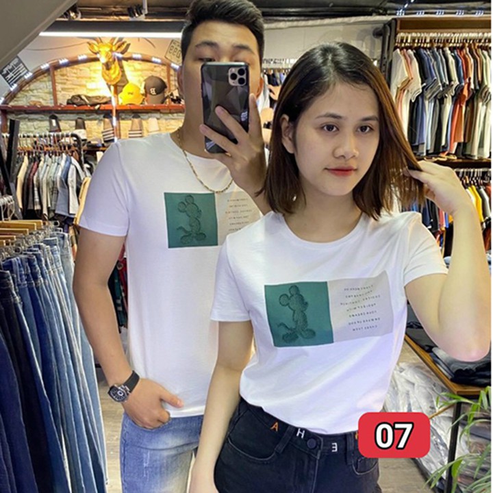 [video] Áo thun cặp đôi nam nữ mặc đẹp 2021 vải thun cotton 100% cao cấp- ATC0607