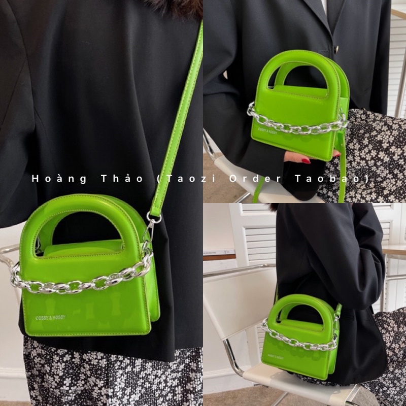 Túi đeo chéo quai xách dáng vuông đứng phối xích màu mới hot 2022