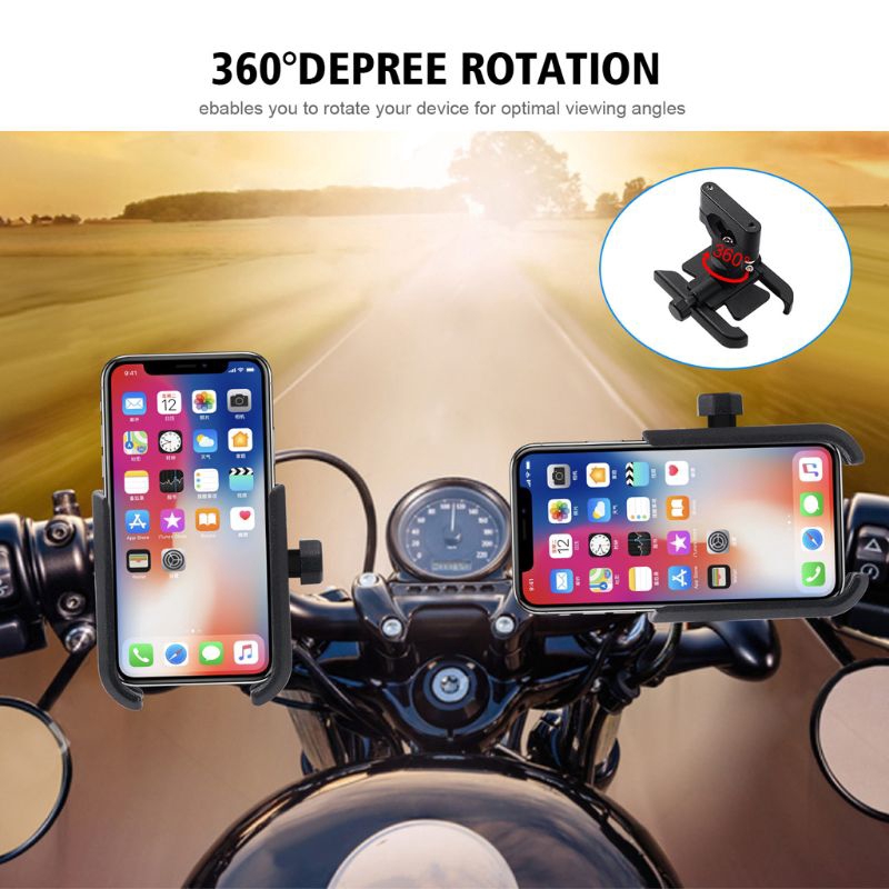 360 Degree Universal Metal Bike Motorcycle Motorbike Mirror Handlebar Smart Phone Holder Stand Mount For iPhone Xiaomi Samsung 4-6.5 inch Mobile Phone  