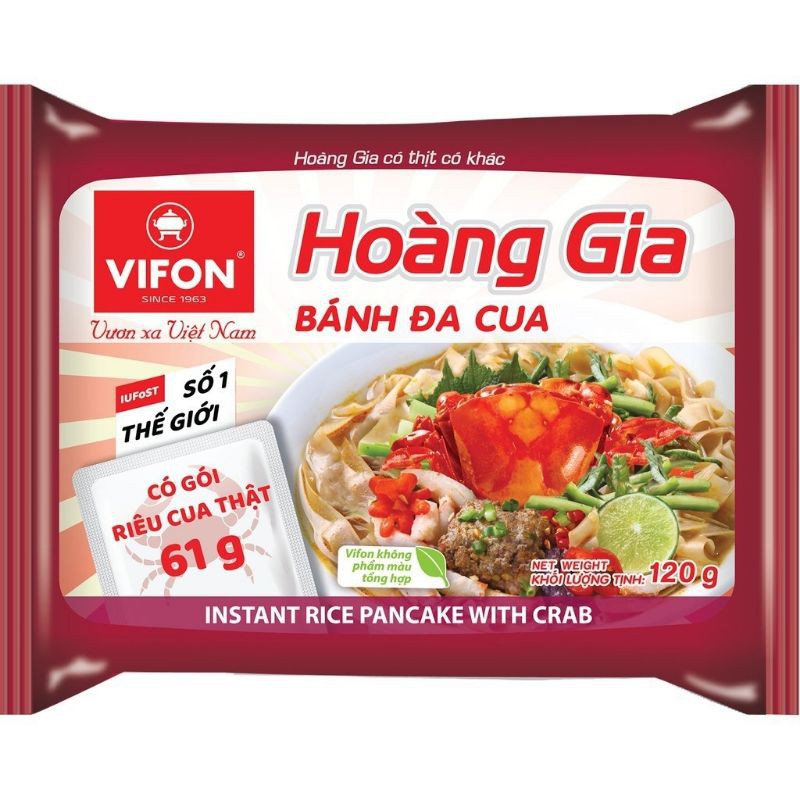 Thùng 18 gói bánh đa cua hoàng gia Vifon