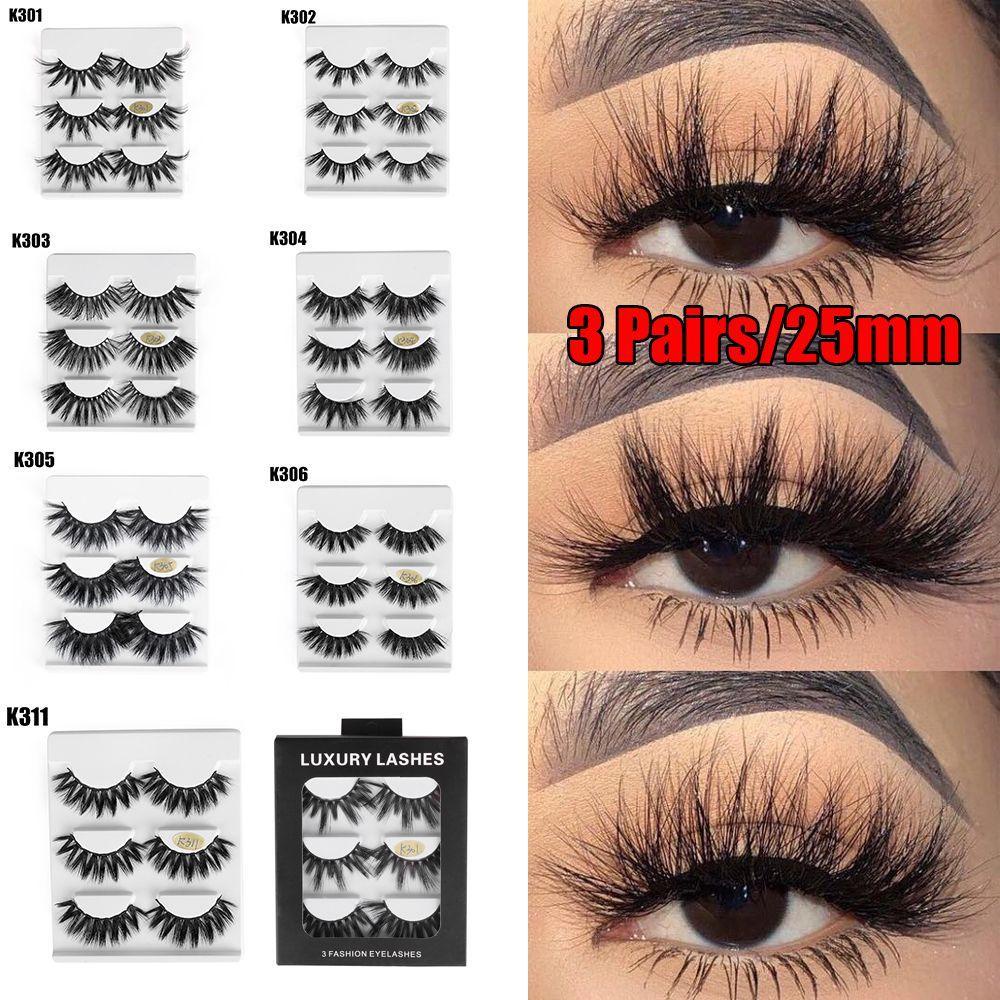 Set 3 Cặp Lông Mi Giả MIH SKONHED 3D Handmade Dày Và Dài Có Thể Tái Sử Dụng