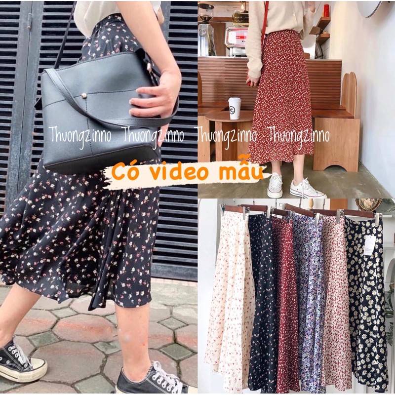[Ảnh thật /Video] Chân váy hoa vintage chiffon hàng loại đẹp nhiều màu hàng Quảng Châu - Chân váy hoa nhí dáng dài