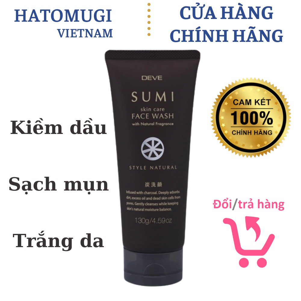 Sữa Rửa Mặt Kiềm Dầu Dành Cho Da Mụn Than Hoạt Tính DEVE Sumi Face Wash Nội Địa Nhật Bản 130g