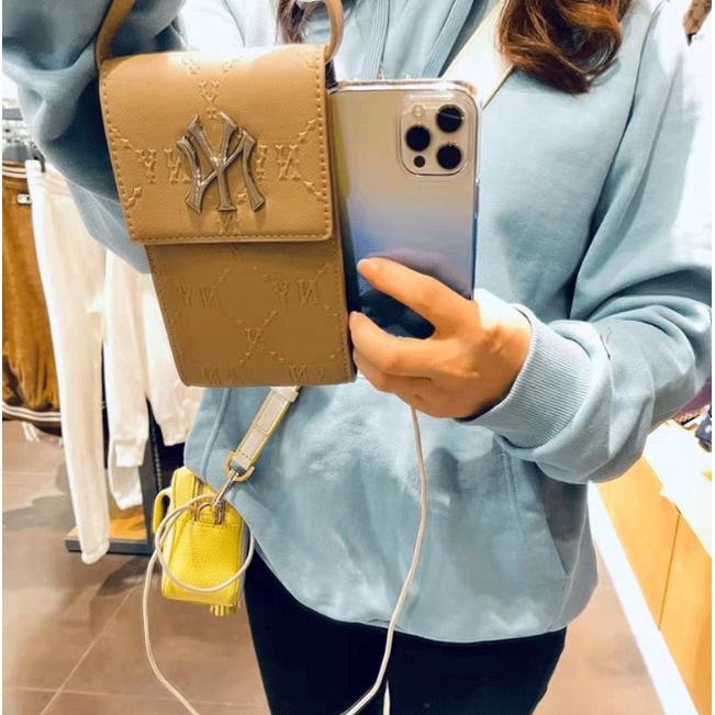 [ CHUẨN HÃNG ] Túi Da Mini MLB NY Monogram Diamond Embo Cell Phone Cross Bag Full Tag Code