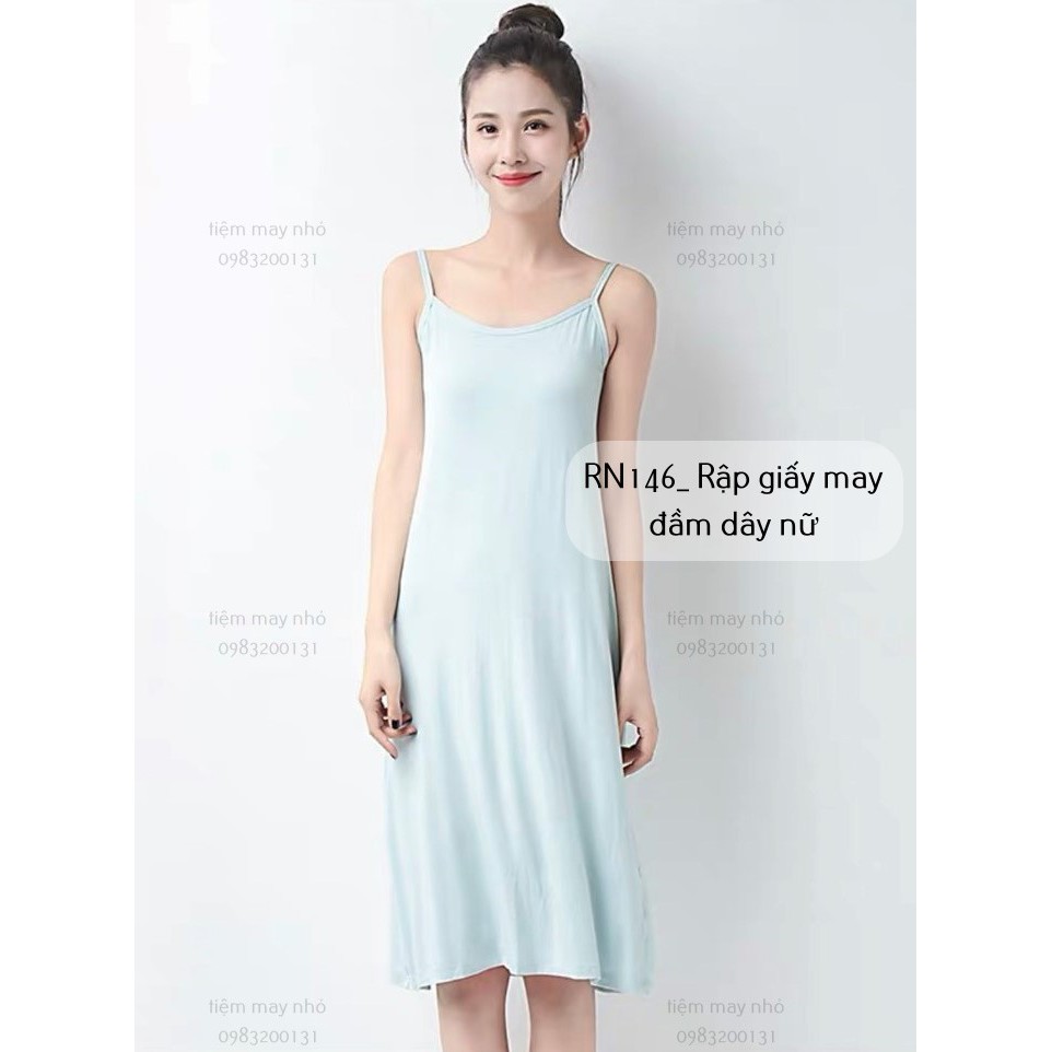 [Mã SKAMCLU8 giảm 10% cho đơn từ 100K] RN146_rập giấy may đầm dây nữ