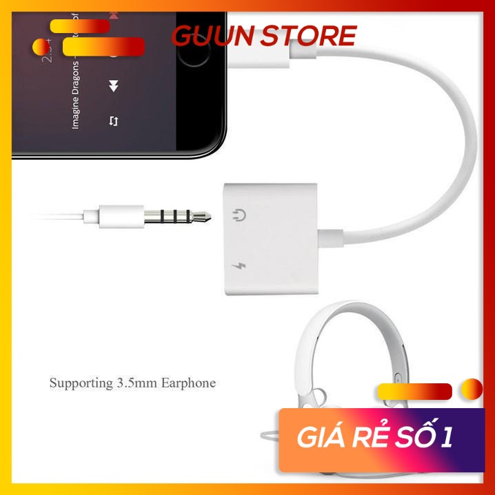 Jack chia cổng iPhone, giắc chuyển đổi vừa sạc Lightning vừa cắm tai nghe 3.5 cho iPhone – Guun Store JCD