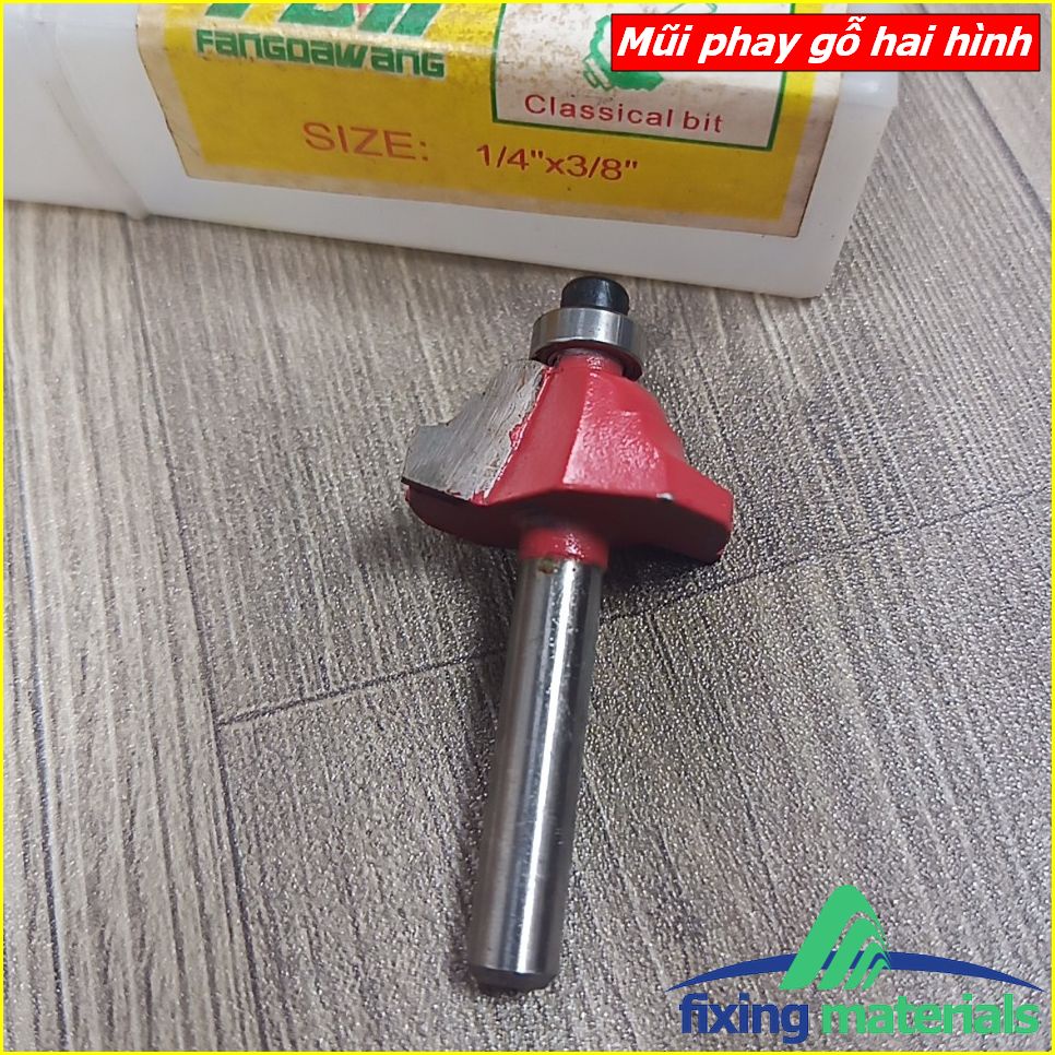 Mũi phay gỗ hai hình, cốt 6.35mm-12.7mm (mũi router, mũi soi gỗ)