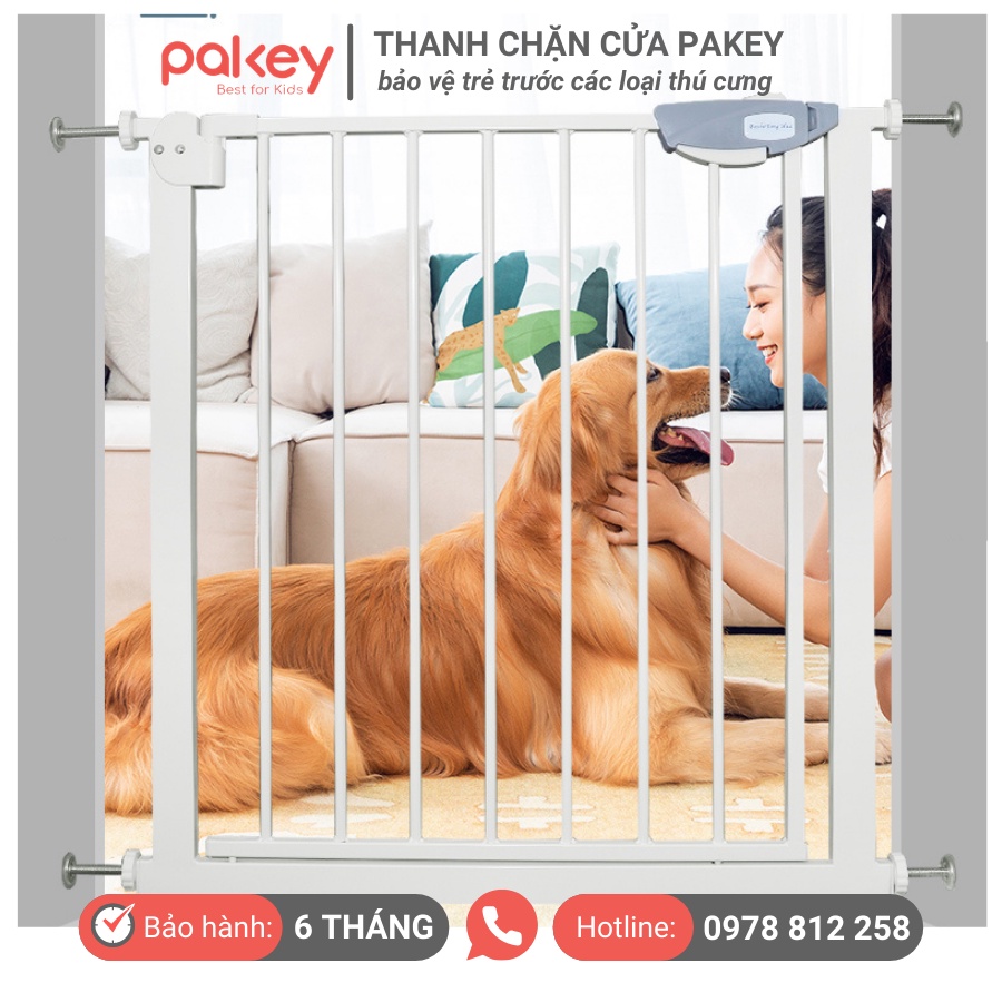 Thanh chắn cửa Pakey KHÔNG KHOAN ĐỤC nâng cấp tự động đóng, thanh chắn cầu thang chính hãng cao cấp