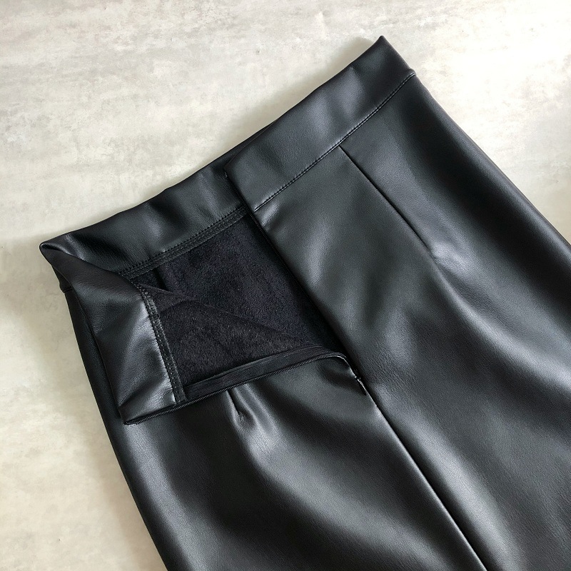 Chân Váy Bút Chì Da pu Lưng Cao Ôm Dáng Thời Trang Thu Đông Cho Nữ