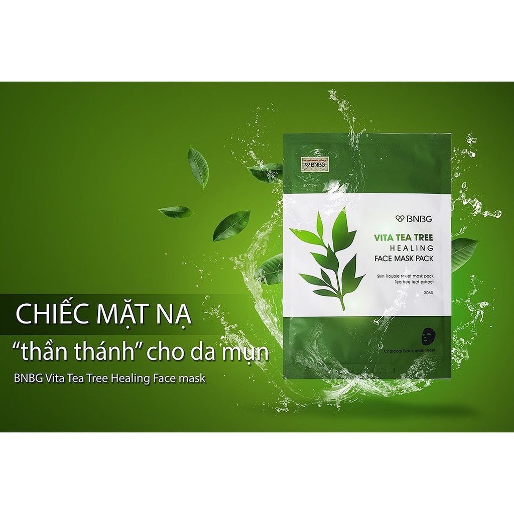 Combo 10 Mặt Nạ Giấy Chiết Xuất Tràm Trà Dành Cho Da Mụn BNBG Vita Tea Tree Healing Facial Mask 30ml x 10