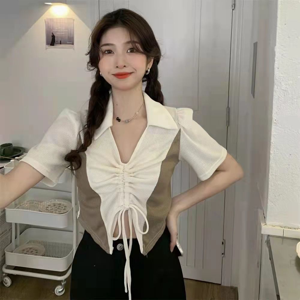 Áo Thun NgắN Tay Cổ Chữ V MàU Tương PhảN Cho Nữ JL-TX-518