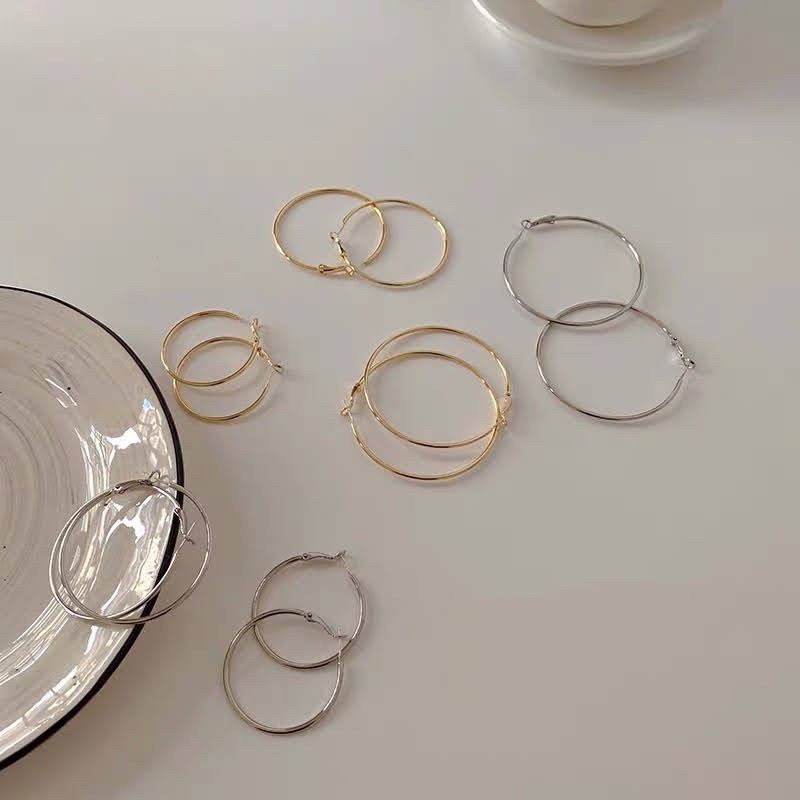 Bông tai Hoop mảnh nhiều size
