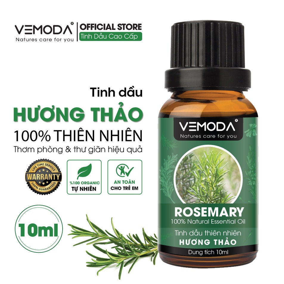 Tinh dầu Hương thảo cao cấp VEMODA giúp thư giãn, khử mùi, xua đuổi muỗi và côn trùng hiệu quả