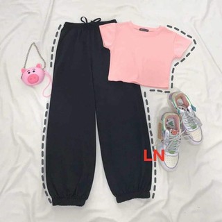Sét áo croptop + quần bom Haiphuc