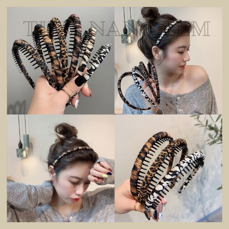 Bờm xước tóc vải loang cá tính năng động, có răng giữ và cố định tóc Tiệm Nàng Lem