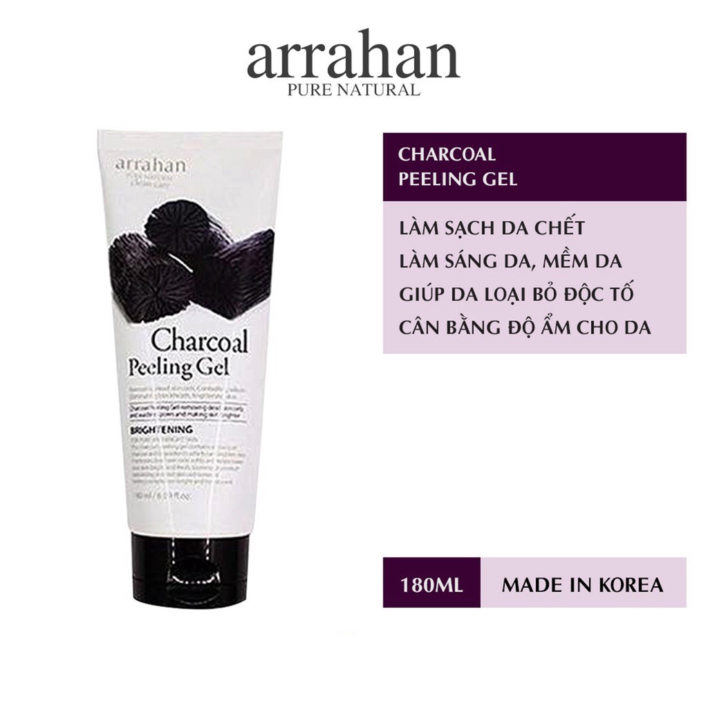 Tẩy da chết Arrahan Peeling gel Hàn Quốc 180ml tẩy da chết làm trắng da chiết xuất từ táo chanh sâm than hoạt tính
