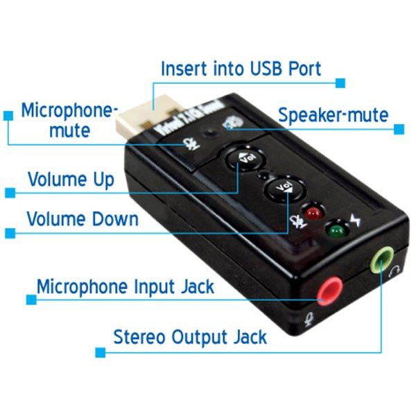 USB Sound Cao Cấp 5Hv2 7.1 - Dây Chia MIc Và Loa Từ Cổng USB