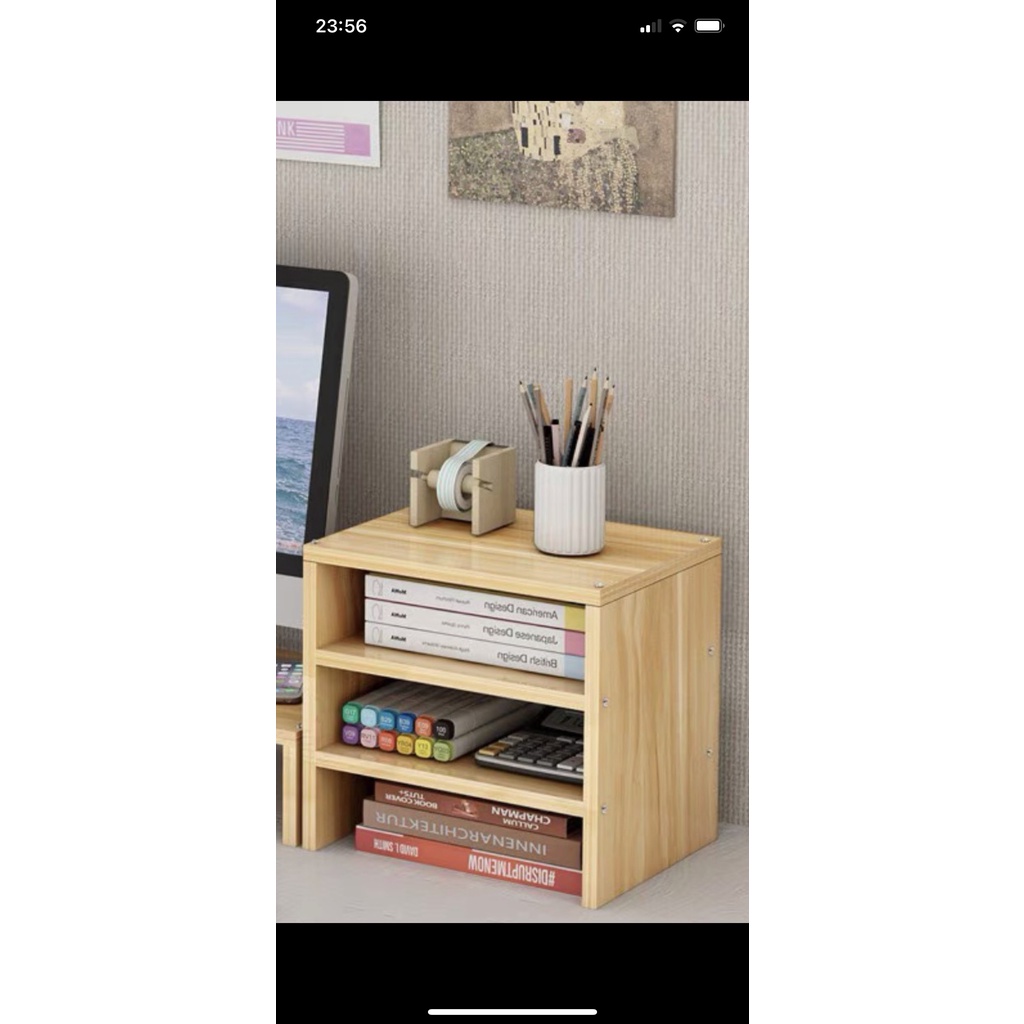 MIỄN PHÍ SHIP🆓 Kệ sách để bàn 3 tầng - kệ máy tính decor bàn học