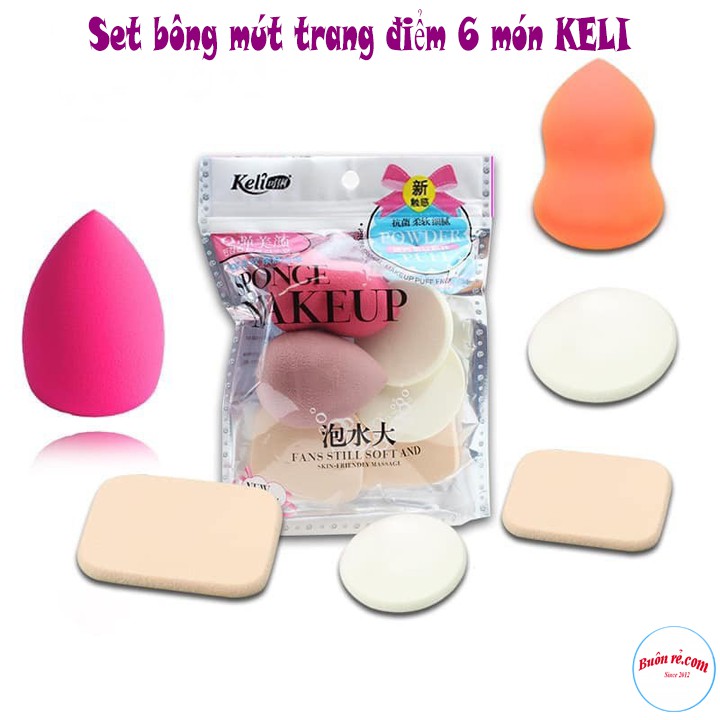 Bông Mút Trang Điểm KELI 6 Món Cao Cấp - 00047