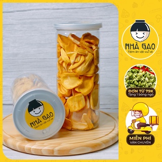 Mít thái sấy giòn lon 230g nhà gạo hàng loại 1 nguyên cánh không vỡ siêu ngon
