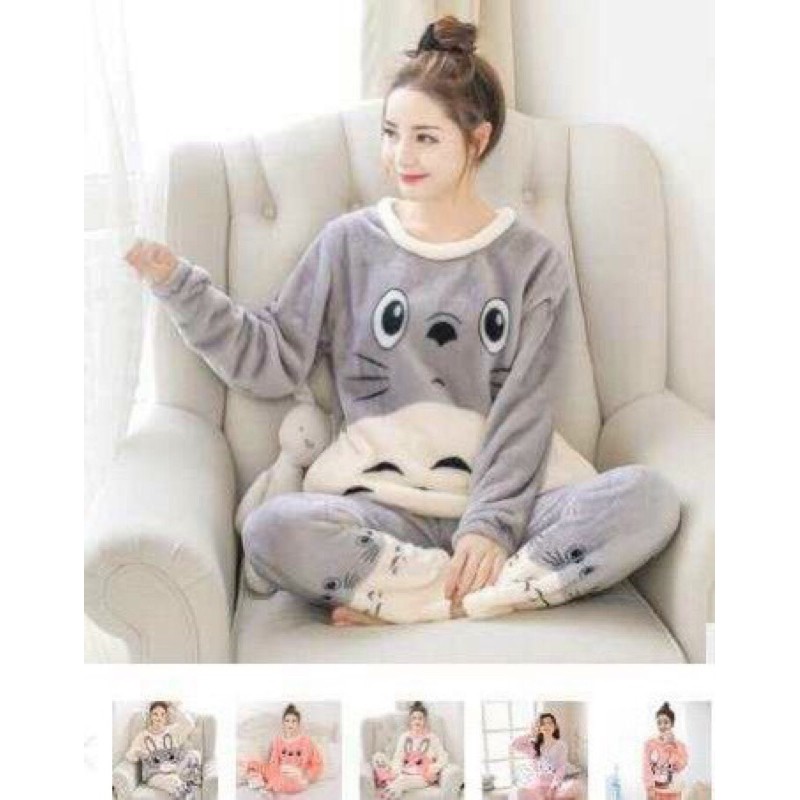 bộ đồ ngủ lông lót lông hình thú
