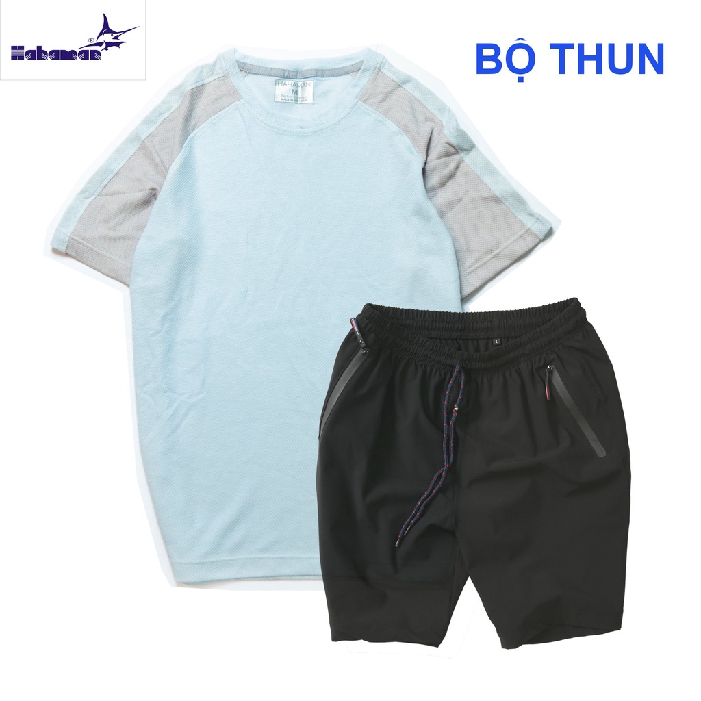 Bộ thun thể thao Hahaman mùa hè phối màu thoáng mát BTP01070