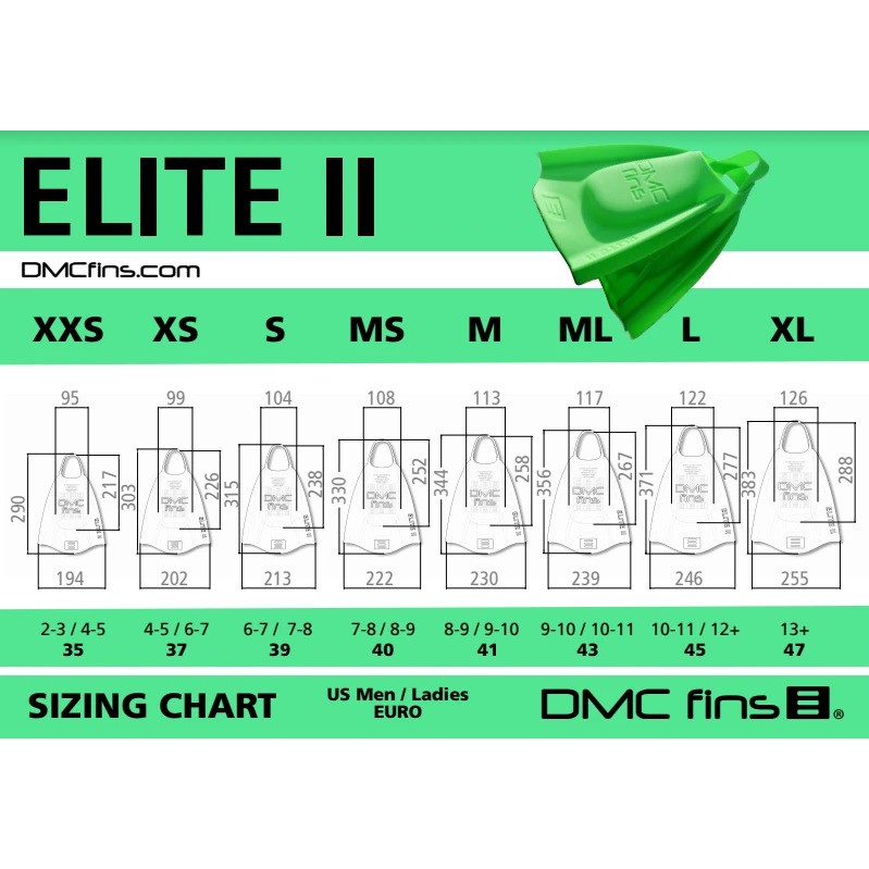 Chân vịt bơi lội ngắn DMC Elite 2 Fins (JADE)
