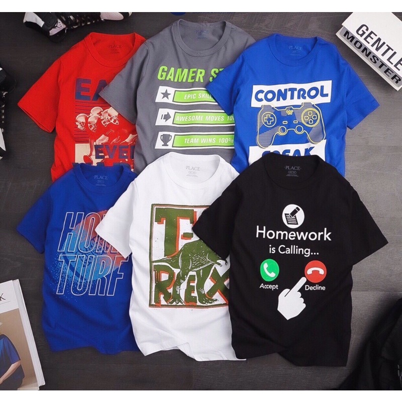 Áo Cotton Place Bé Trai Xuất Dư Xịn Sét 2 Áo Vải 100% Cotton Mềm Mịn Thoáng Mát Sang Xịn