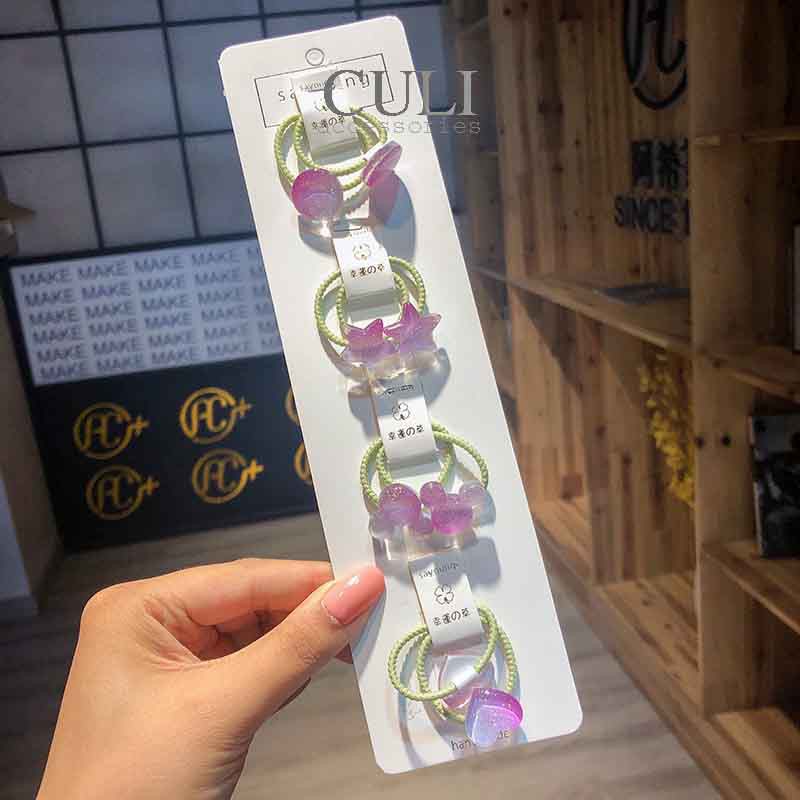 Set Thun cột tóc nhiều hình xinh xắn, ánh nhũ lấp lánh cho bé - Culi accessories