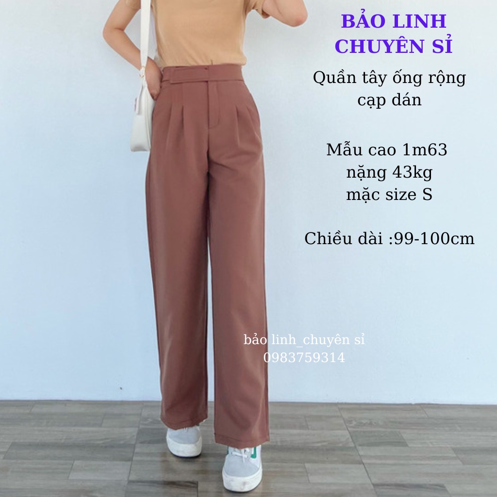 Quần Tây Ống Rộng Bảo Linh Ống Suông Nữ Lưng Cao Cạp Dán Siêu Hack Dáng M898