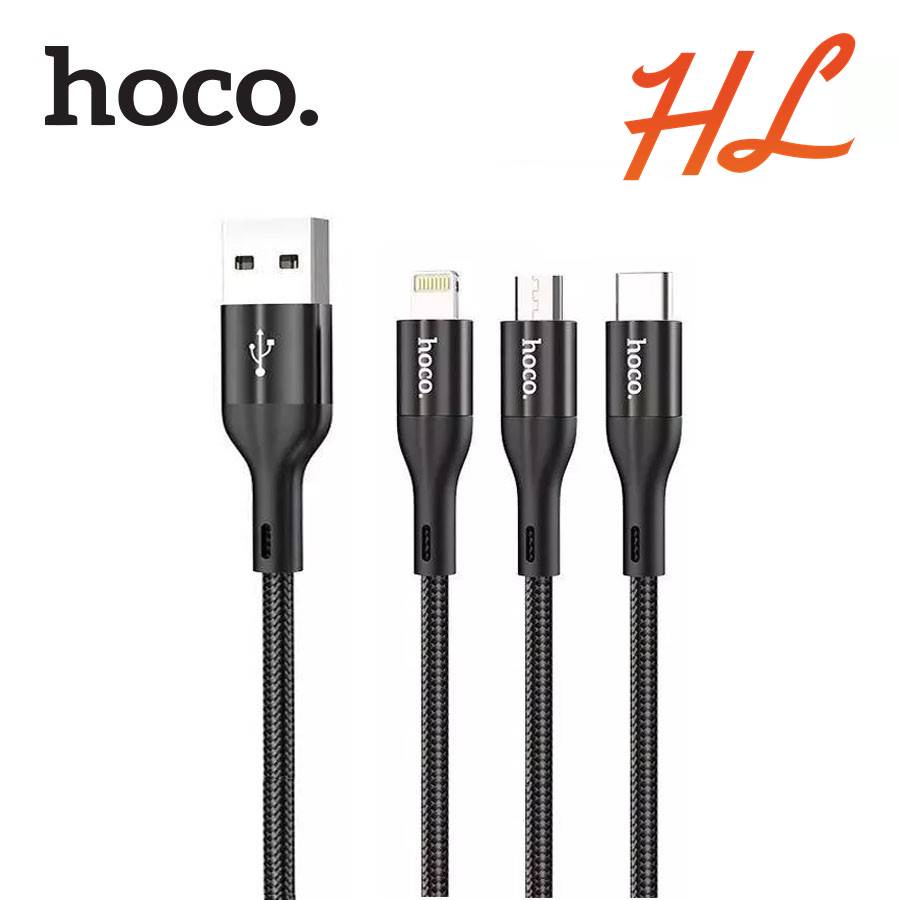 Cáp Sạc 3 đầu Hoco X2 Max (IP/Micro USB/Type C)-Hưng Long PC