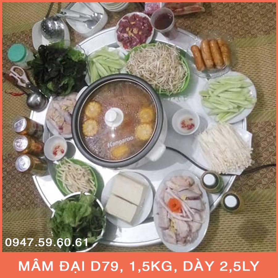 (Hàng Mới Về) Mâm nhôm cỡ đại loại to tròn D79cm, nặng 1,5kg, dày 2,5ly, đồ dùng phòng bếp để ăn cơm, cỗ, tiệc, lẩu của