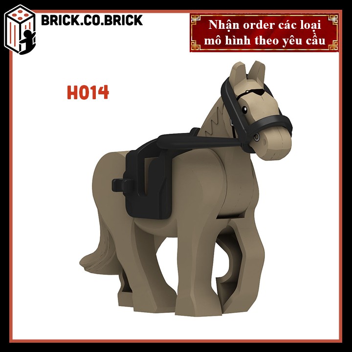 Ngựa chiến trung cổ kèm đai và dây cương - Đồ chơi lắp ráp mô hình động vật lắp ráp non lego War Horse H011 H012 H013