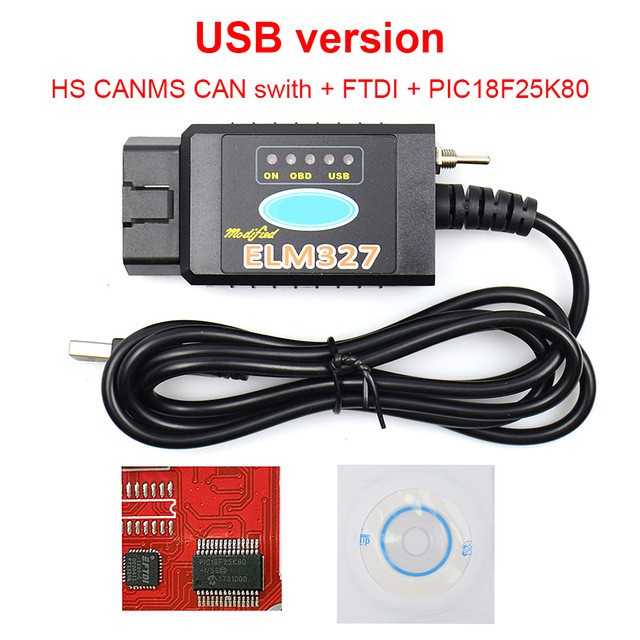 Chip Điện Tử elm327 usb v1.5 ftdi ft232rl + pic18f25k80 Cho ford hs can / ms can elm 327 bluetooth obd2
