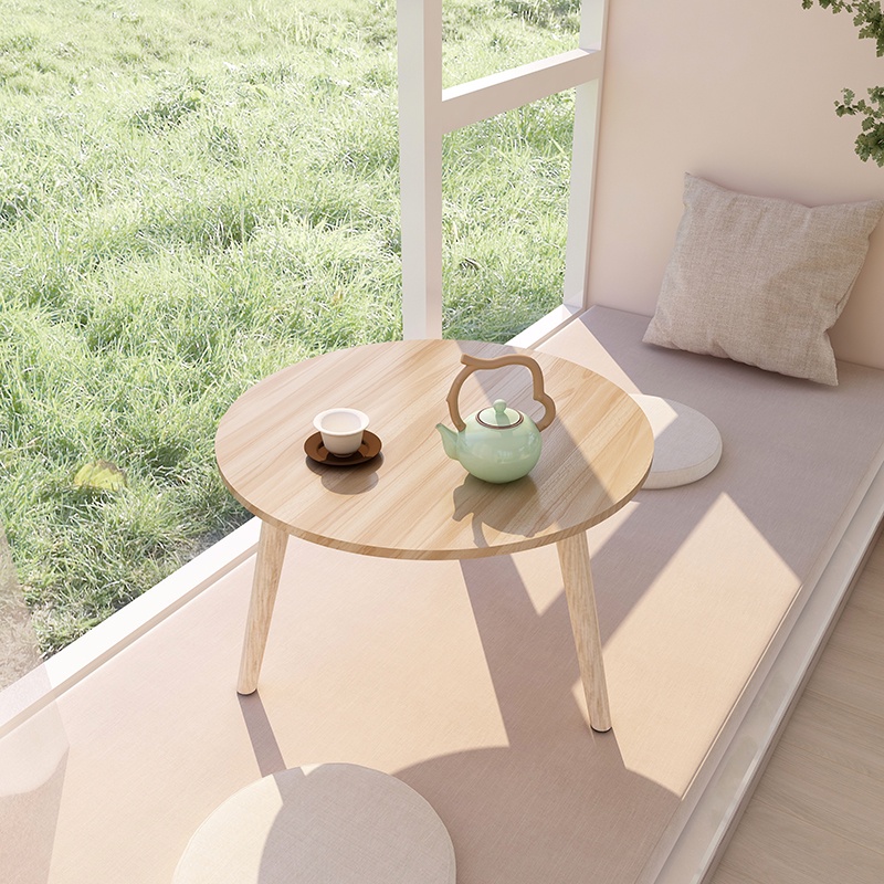 Bàn tròn bệt chân gỗ tự nhiên kết hợp vừa làm bàn trà tròn vừa làm bàn trà Nhật- GP74