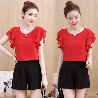 Áo cổ tròn tay áo cánh tiên 2 tầng - ABEO161