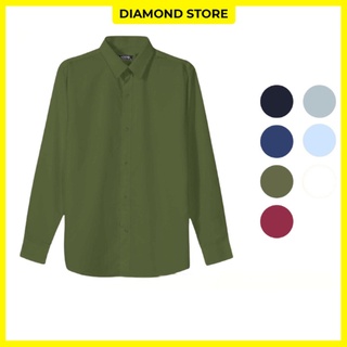 Áo sơ mi nam Davis'L chất lụa Mỹ cao cấp phong cách thời trang trẻ trung màu xanh rêu - Diamond's Store