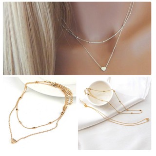 Combo 2 Dây Chuyền Nữ Trái Tim Quí PHái Cá Tính Âu Mỹ VCPEACH2LAYERS013