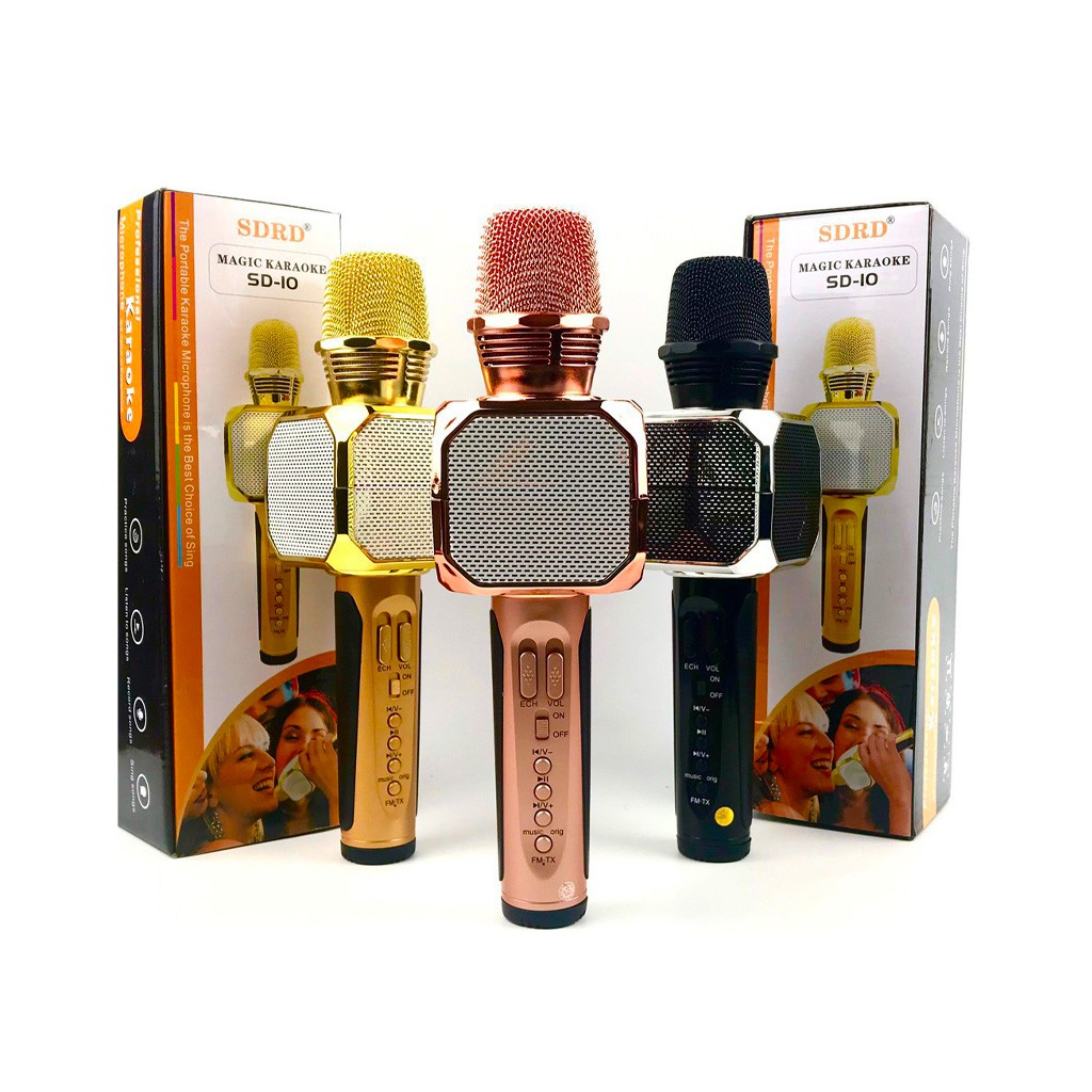 Mic không dây Karaoke SD-10 không dây kết nối bluetooth hỗ trợ ghi âm pass chuẩn hàng chính hãng