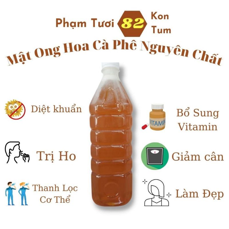 Mật ong hoa cà phê nguyên chất Tây Nguyên chai 1 lít