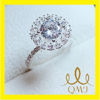 Nhẫn bạc 925 cao cấp QMJ Hoa mặt trời nạm đá sáng, viền đá hình cánh hoa, nhẫn thời trang nữ đẹp - QN016