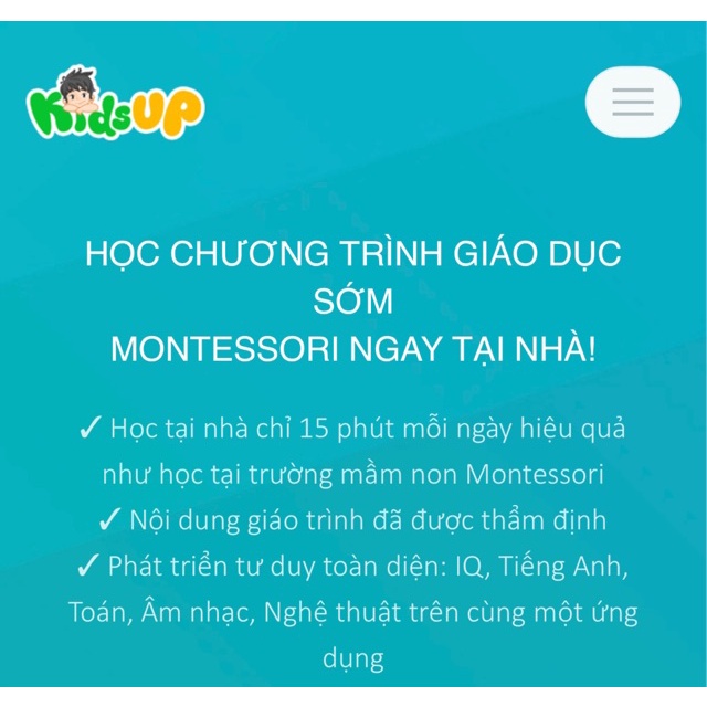 Toàn quốc [E-voucher] - KIDS UP mã học giảm 50% GIÁO DỤC SỚM MONTESSORI (12 tháng, Trọn đời)
