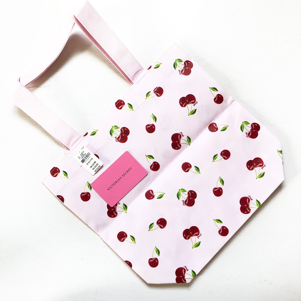 Hàng Mỹ Bill Mỹ (259) Túi hồng vải tái chế, cherry cực xinh - Hàng nhập Victoria's Secret USA