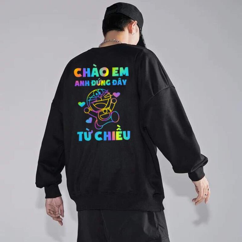 ( CHÀO EM ) Áo Sweater Phản Quang 7 Màu Nam Nữ Dài Tay Nỉ Unisex Thu Đông, Áo Sweater Unisex Phản Quang Form Rộng
