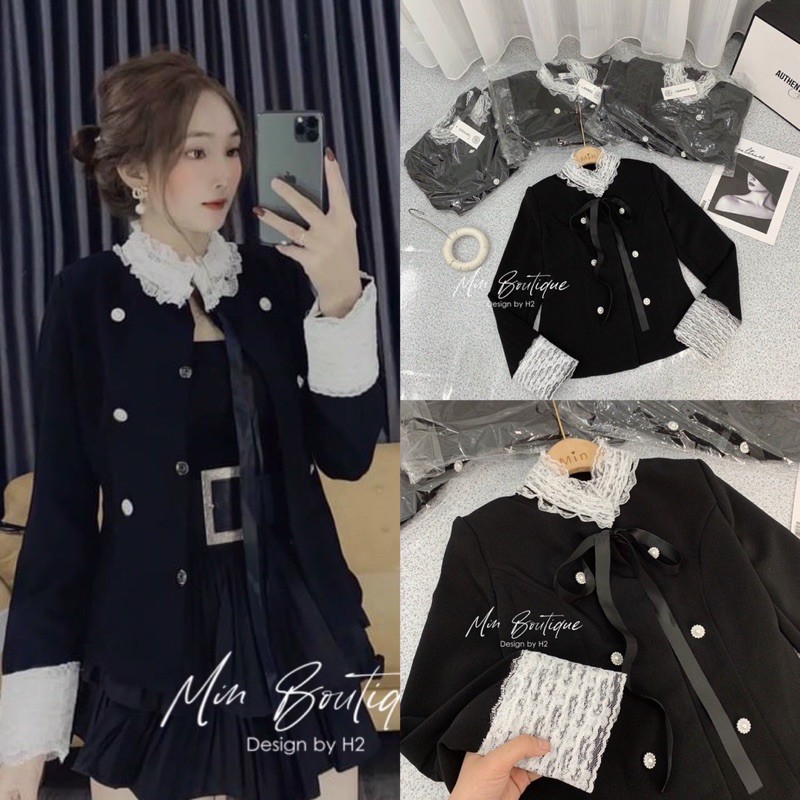 Áo khoác umi Hoàng da viền ren ( ảnh thật - Hàng 