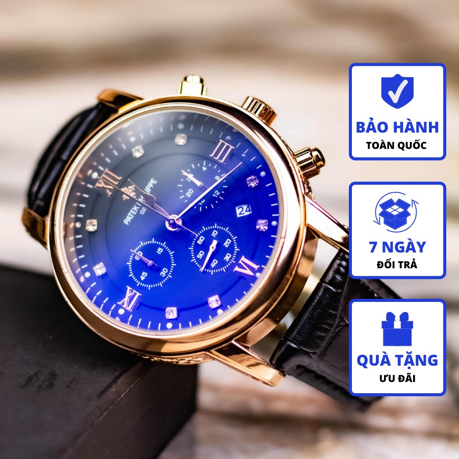 Đồng Hồ Nam dây da PATEK.PHILIP 6 kim Dáng Thể Thao Thời Trang Mặt Đen | BigBuy360 - bigbuy360.vn