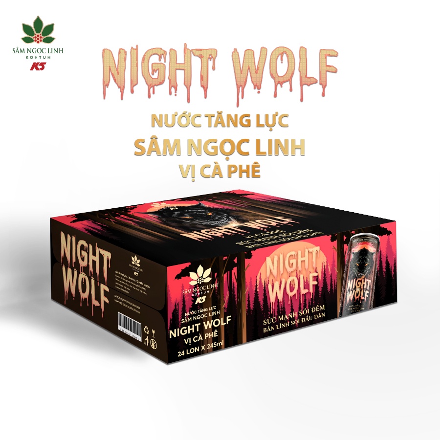 [Chính hãng] Nước Tăng Lực Night Wolf Sâm Ngọc Linh Vị Cà phê Lon Lẻ 245Ml