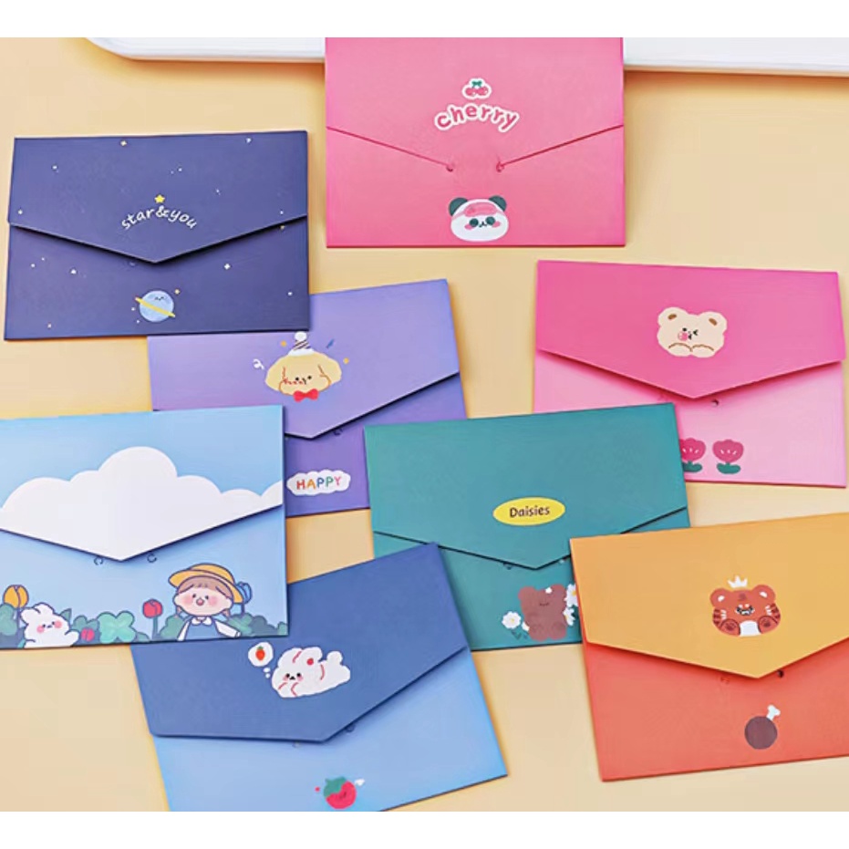 Set 5 Thiệp Chúc Mừng Cặp Đôi Họa Tiết Hoạt Hình Xinh Xắn