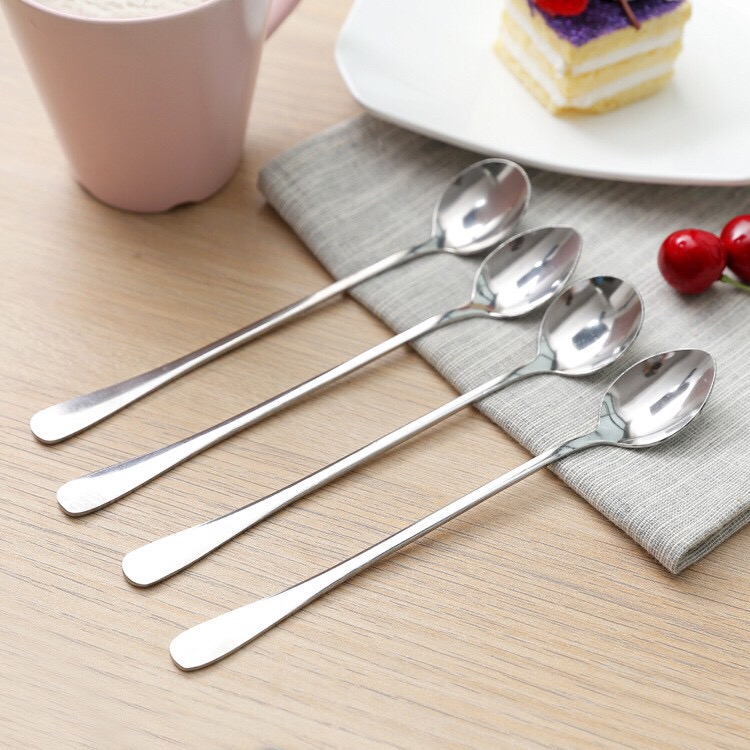 Muỗng uống cafe cán dài bằng thép không gỉ kiểu cách bắt mắt